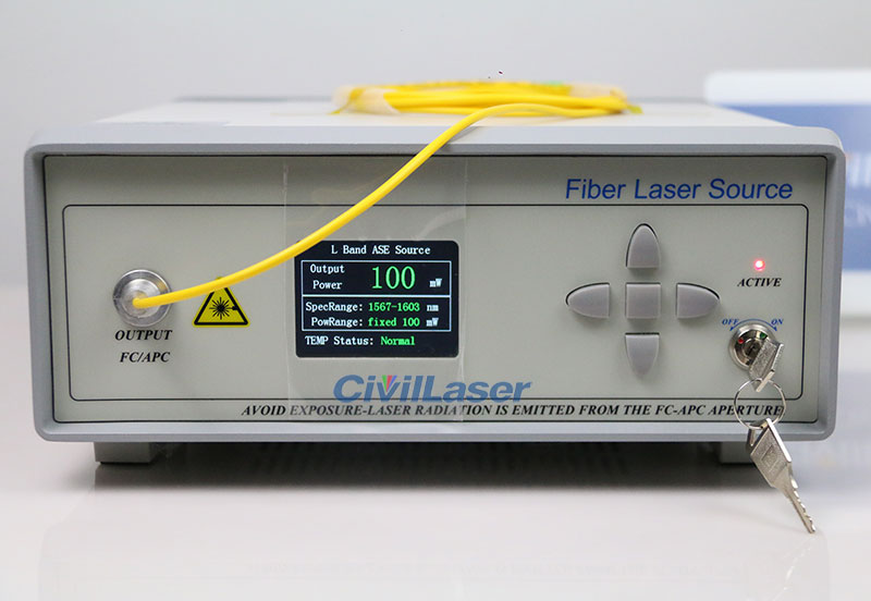 L-Band ASE Broadband Light Source 40mW SM Fiber Laser Benchtop ASE-L-40-T-SM-B